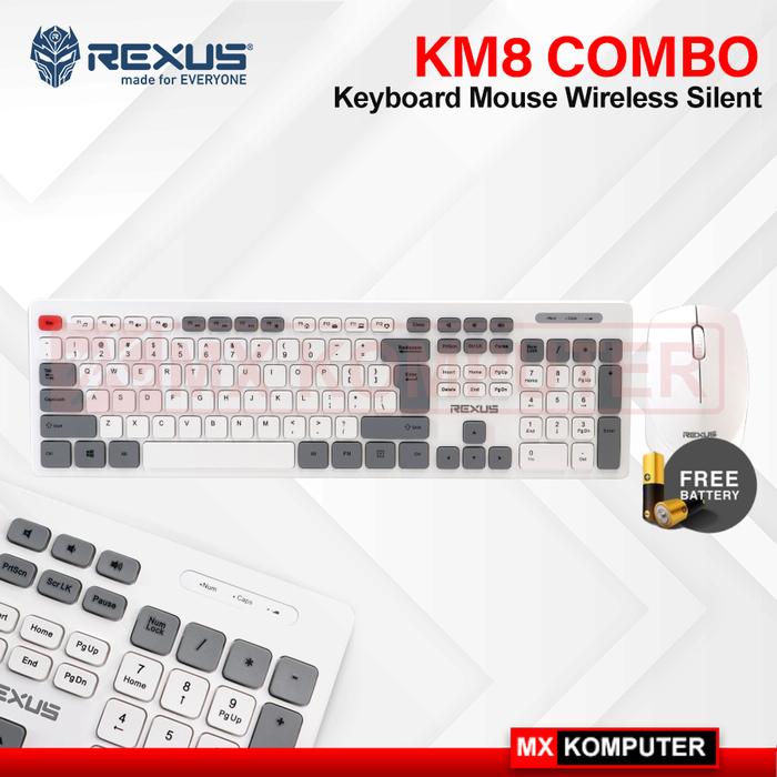 Gambar Keyboard Mouse Wireless Rexus KM8 Combo Silent - Putih dari MXKomputer_NEW undefined Tokopedia