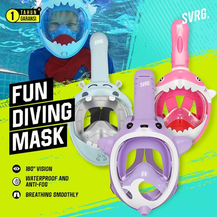 Gambar SVRG. Diving Mask Kids - Kacamata Diving dan Snorkeling Anak Full Face - Diving Mask Kid, Dolphin Purple dari SVRG Store undefined Tokopedia