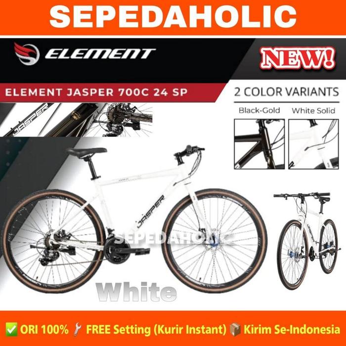 Gambar Sepeda Hybrid ELEMENT JASPER 700C 24 Speed Balap Roadbike Gravel Remaja Dewasa - White dari CV sanjaya2 undefined 4 Tokopedia