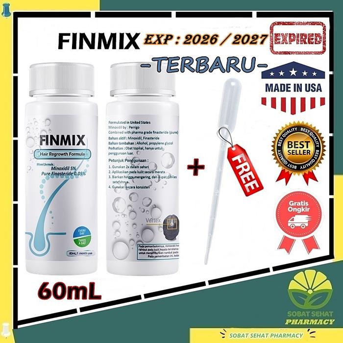 Gambar FINMIX Minoxidil 5% Finas 0.05% penumbuh rambut original USA 60mL - pipet plastik dari Sobat Sehat Pharmacy undefined Tokopedia