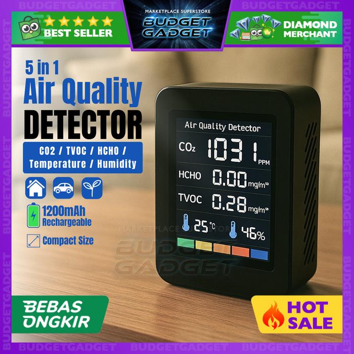 Gambar Pengukur Kualitas Udara Air Quality Sensor Detector 6 in 1 PM2.5 K-61 - 5in1 dari BudgetGadget undefined Tokopedia
