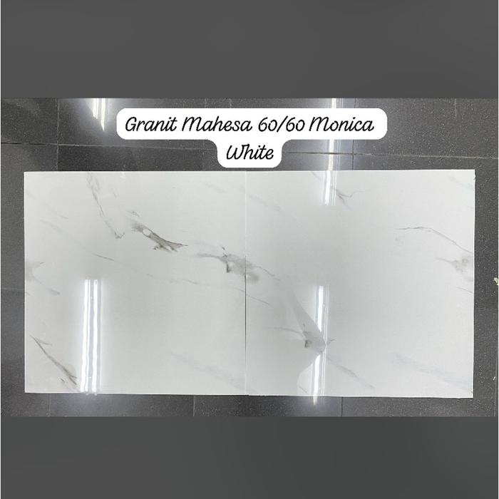 Gambar Granit 60x60 Kilap MAHESA Monica White Motif Putih Corak Abu Carrara dari MitraJayaKeramik undefined Tokopedia