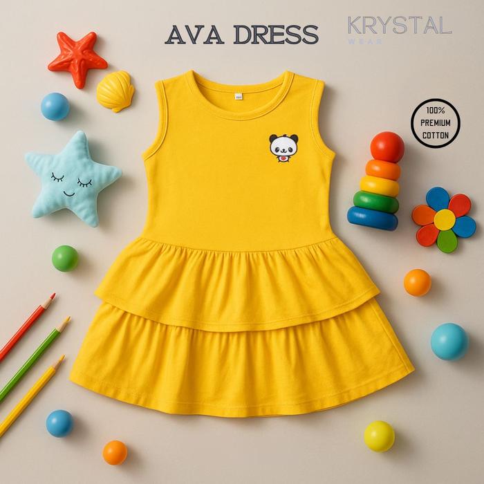 Gambar Ava Dress Anak Perempuan Baju Anak Katun 2-6 Tahun - Yellow, S (2th) dari Lattier Shop undefined Tokopedia