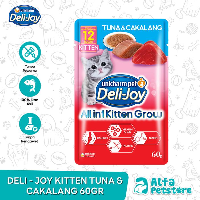 Gambar Makanan Kucing Basah Deli Joy Cat Wet Food Pouch Sachet 60 Gram - KIT TUNA CKLG dari Alfa Pet store undefined Tokopedia