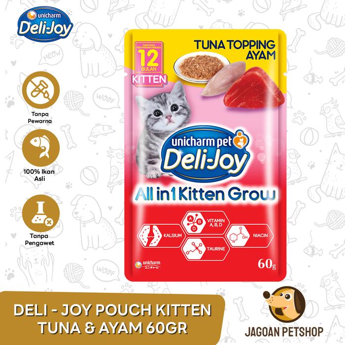 Gambar Makanan Kucing Basah Deli Joy Cat Wet Food Pouch Sachet 60 Gram - KIT TUNA AYAM dari Jagoan Petshop undefined Tokopedia