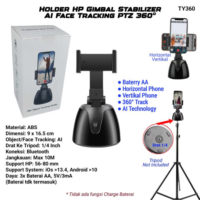 Gambar Gimbal Stabiliser Camera Hp Auto Face Tracking Stabilizer Dudukan Hape - TY36 NON Charge dari KADIPA Store undefined Tokopedia