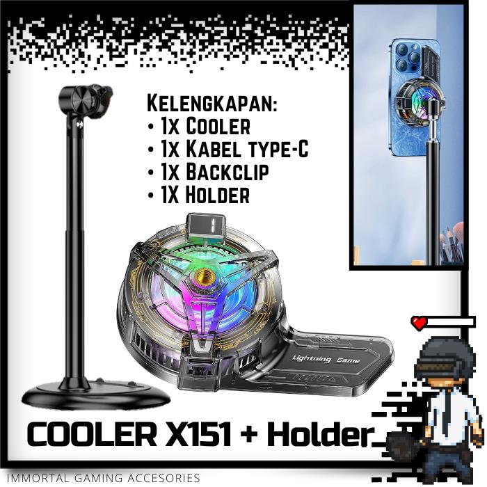 Gambar [IM] X151 Funcooler Hybrid Magnetic Clip Pendingin HP Fan Cooler Gaming - X151 + Holder dari IMMORTAL GAMING Accesories undefined Tokopedia