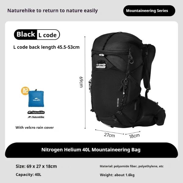 Gambar TAS CARRIER HIKING HELIUM SERIES 40L NATUREHIKE CNK2450XB016 - L BLACK dari Bai Outdoor undefined Tokopedia