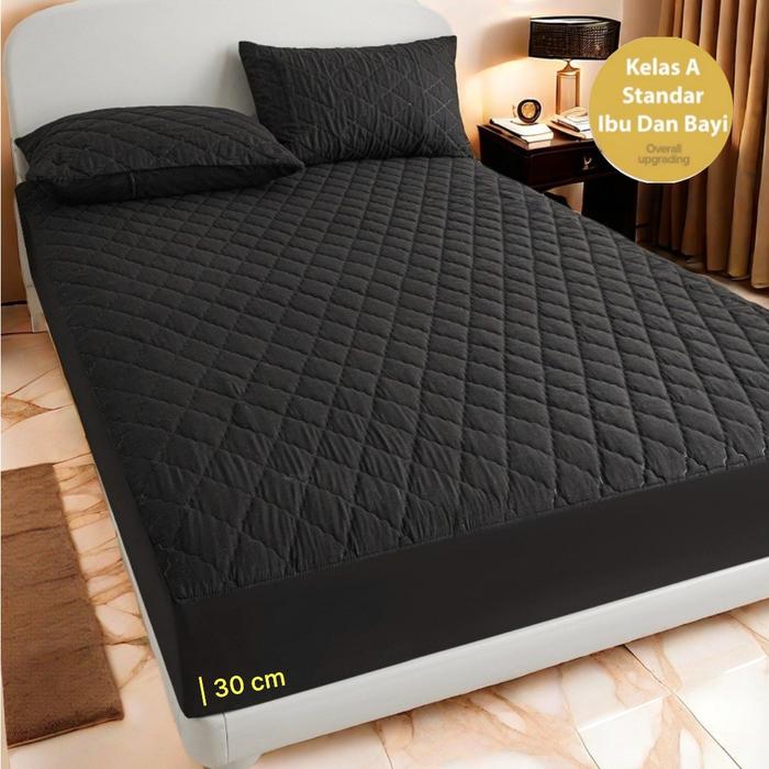 Gambar Sprei Sultan Waterproof anti ompol tahan air size 180x200 Seprei adem - Hitam, 160x200 dari waisul icung undefined Tokopedia