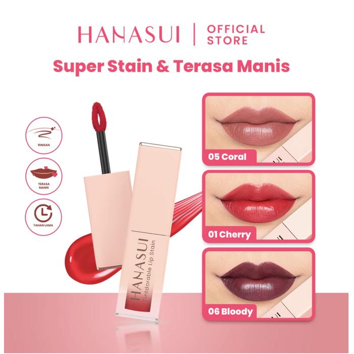 Gambar HANASUI TINTDORABLE LIP STAIN LIP TINT - 01 Cherry dari Mekar Cosmetic_NEW undefined Tokopedia