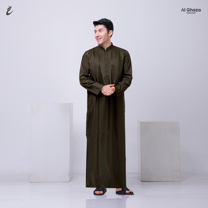 Gambar Gamis Dewasa Pria Lengan Panjang / Jubah Ahmad - Olive, S dari Alghaza Mubarak undefined Tokopedia