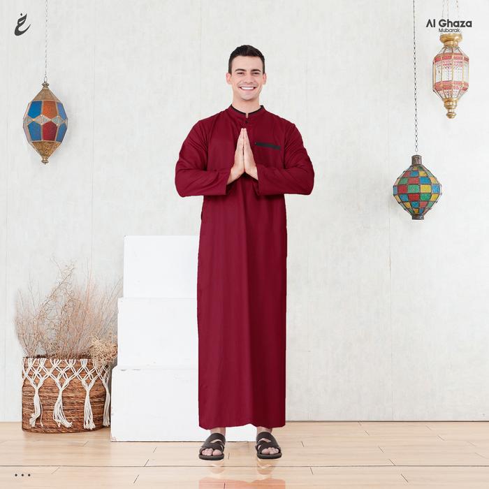 Gambar Alghaza Mubarak | Jubah Dewasa Cowok Lengan Panjang | Gamis Arofah Lengan Blong - Maroon, S dari Alghaza Mubarak undefined Tokopedia
