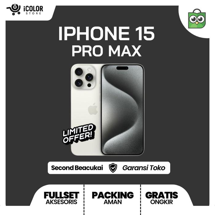 Gambar iPhone 15 Pro Max Second Beacukai Garansi IMEI Terdaftar Fullset 512 GB dari iColor store undefined Tokopedia