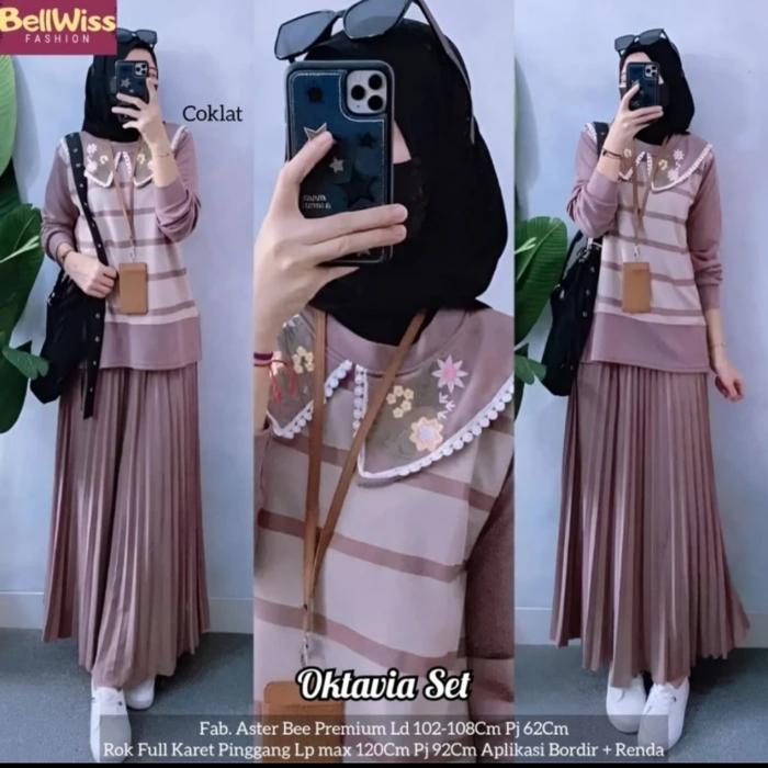 Gambar Oktavia setelan rok remaja viral setelan rok terbaru kelinian belwis - coklat dari Wirawan Asli undefined Tokopedia