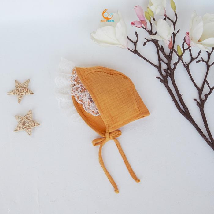 Gambar Halomam - Bonnet Baby (Hat Baby/Topi Bayi/Anak/ Topi Bayi Lucu) - Yellow  dari halomam Kota Tangerang Selatan Tokopedia