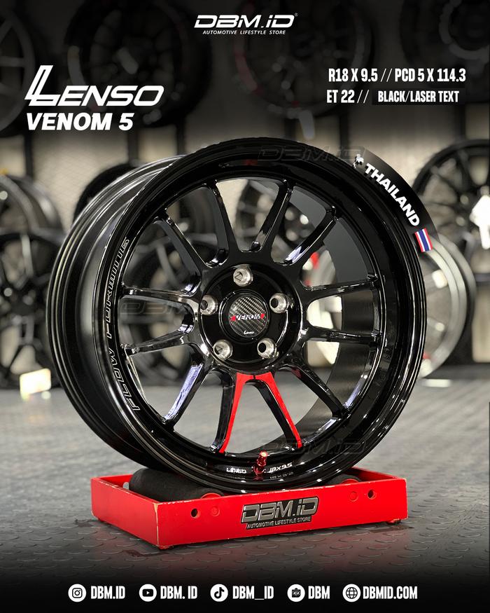 Gambar Velg Venom 5 Venom5 Flow Forming Lightweight R18 18x9.5 5x114.3 et 22 Black Laser Text dari DBM.ID undefined Tokopedia