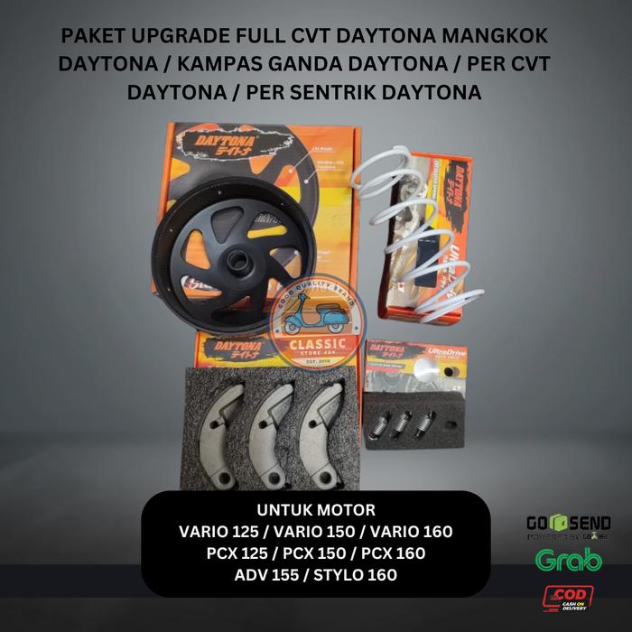 Gambar PAKET UPGRADE FULL CVT DAYTONA MANGKOK KARTEL  DAYTONA KAMPAS GANDA DAYTONA PER CVT DAYTONA PER SENTRIK DAYTONA VARIO 125 / VARIO 150 / VARIO160 / PCX 125 / PCX 150 / PCX 160 / ADV 155 / STYLO 160 - PAKET 1000RPM dari ClassicStore409 undefined Tokopedia