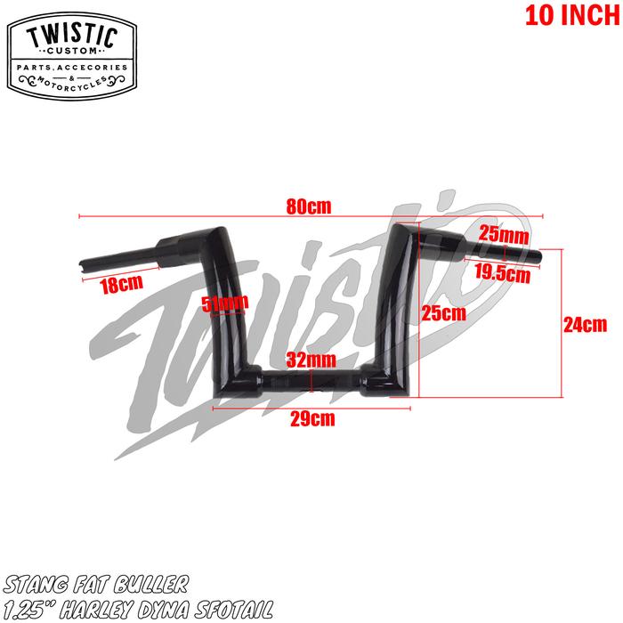 Gambar Stang Fat Buller 1.25 inch 1-1/4" 32mm Motor Harley Dyna Softail Road King CVO Fat Boy Street Bob Low Rider Breakout Sport Glide FXBB FXBBS FXST - 10 inch dari TWISTIC CUSTOM undefined Tokopedia