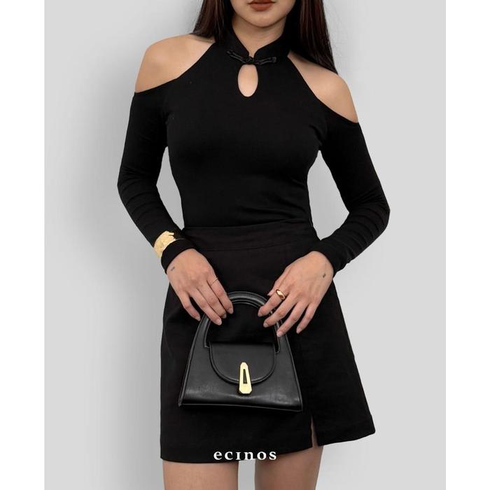 Gambar Ecinos - Fitted Halter Tencel Top, 3 Warna, Sleeveless & Longsleeved - Black, Sleeveless S dari tokoakbar 311 undefined Tokopedia