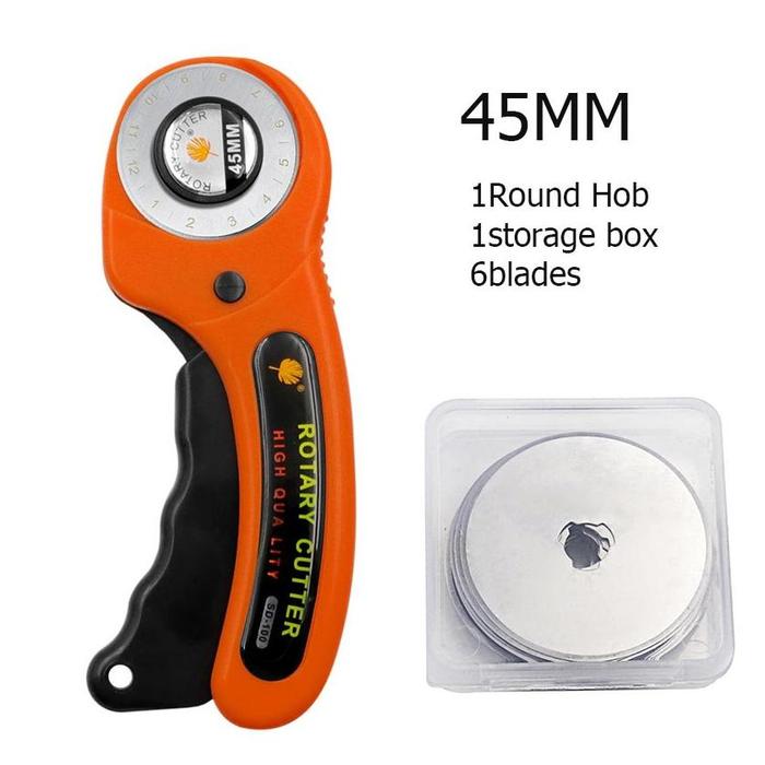Gambar Premium Rotary Cutter 45mm + 5 Pcs Refill Blade Mata Pisau Pengganti Rotary Cutter Pemotong Putar Alat Potong/Gunting Potong Bahan Kain High Quality - orange dari Noire Online Store undefined Tokopedia