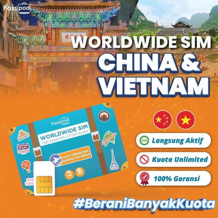 Gambar Sim Card China & Vietnam Best Seller/Paket Data Luar Negeri 7 dan 10 days - 7 days, 500mb dari Passpod undefined Tokopedia