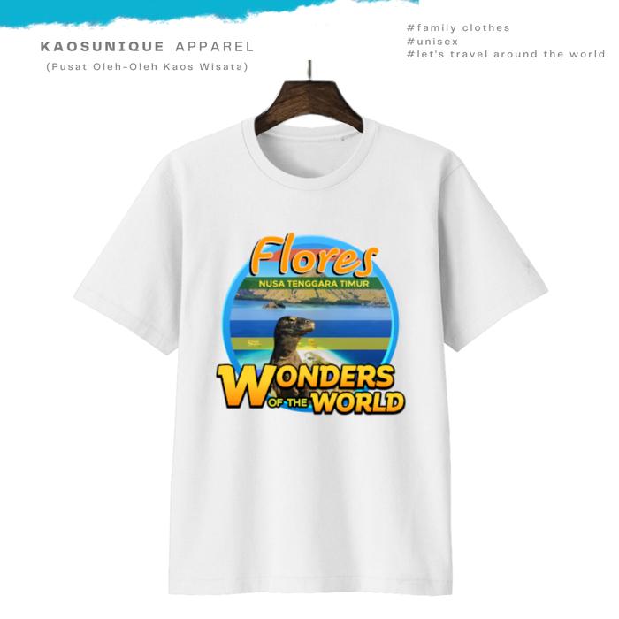 Gambar KAOSUNIQUE T-shirt Motif Flores - Unisex Katun Combed 20s Sablon DTG Kaos Oleh-Oleh Kaos Wisata NTT - Wonders Flores, Putih 4XL dari Kaos Unique undefined Tokopedia