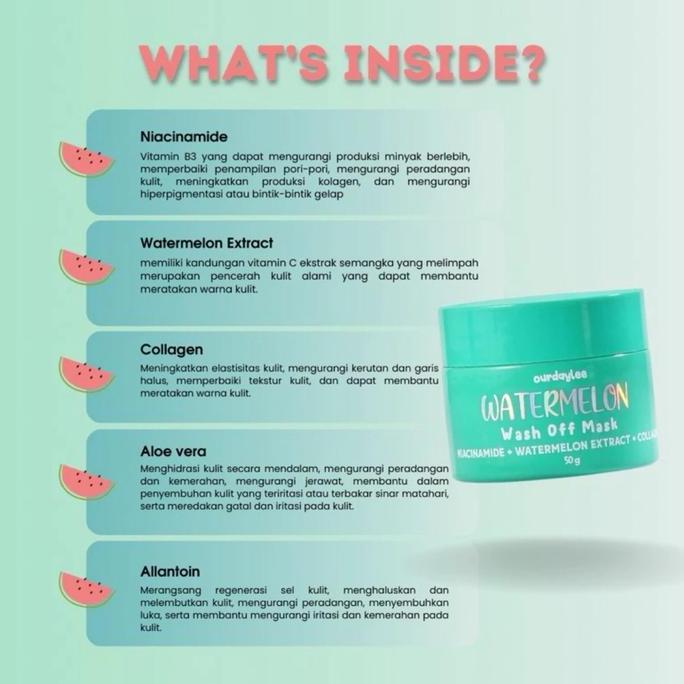 Gambar OURDAYLEE MOISTURIZER WASH OFF MASK CLAY MASK CLOUD BALANCING SILKY CREAM MOISTURIZER WATERMELON ICE ON ME WASH OFF MASK MAGIC POTION PURPLE CLAY MASK MASKER WAJAH PELEMBAB WAJAH BY OURDAYLEE - WATERMELON MASK, Ourdaylee dari Kakek Perkasa undefined 2 Tokopedia