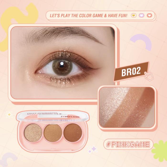Gambar PINKFLASH 3 SHADES EYESHADOW PALETTE GLITTER HIGH PIGMENT - BR02 dari Mekar Cosmetic_NEW undefined Tokopedia