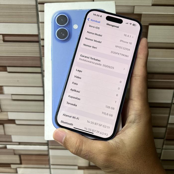 Iphone 16 Ultramarine 128gb Fullset Zpa Inter Resmi