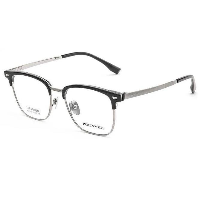 Gambar Pure Titanium Frame Glasses Full Rim Eye Glasses Spring Hinges Men Style Shortsighted Spectacles New Arrival Glasses - Black Silver dari juara heat undefined Tokopedia