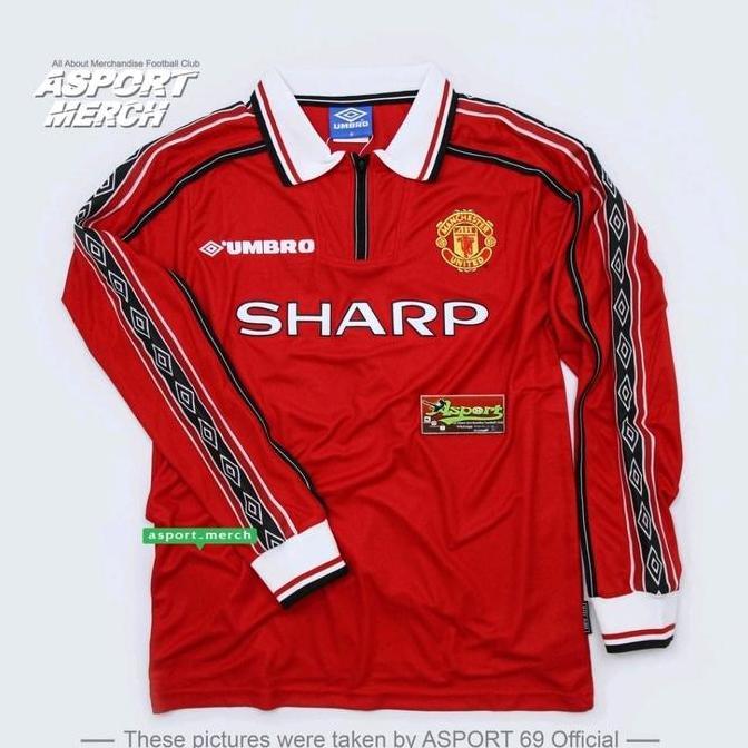 Gambar JERSEY BOLA MAN UNITED RETRO HOME 98 99 LONG SLEEVE - JERSEY ONLY, L dari aphrizhalstore undefined Tokopedia