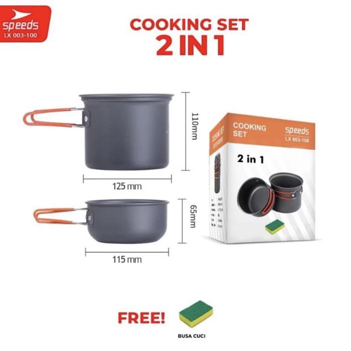 Gambar SPEEDS Alat masak camping mini Cooking set nesting kemah 003-501 - 003-100NstingK dari Speeds Store Bandung undefined Tokopedia