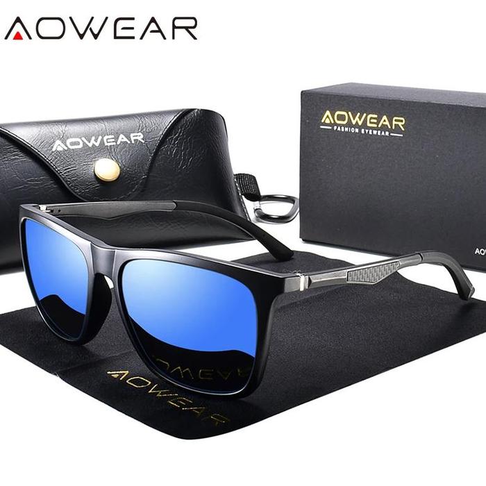 Jual AOWEAR Retro Polarized Sunglasses for Men Women Square UV400