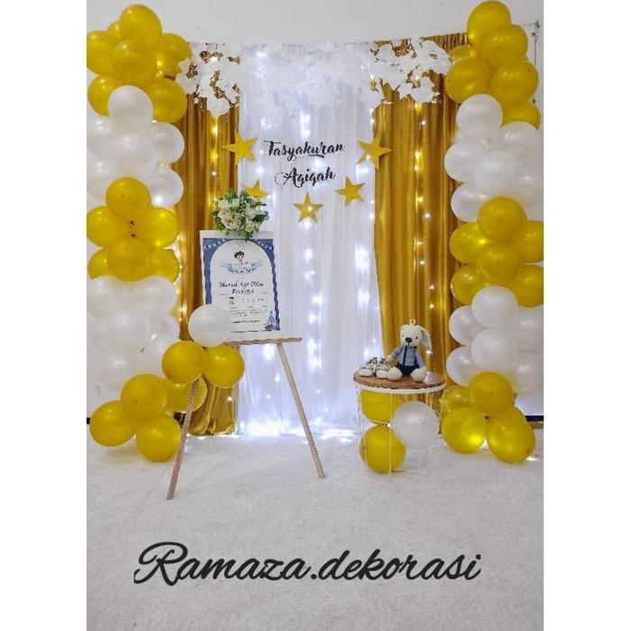 Gambar Dekorasi Aqiqah ,Syukuran Khitan/7 Bulanan/Ulang Tahun/Happy Birthday - Gold x putih, Tanpa balon dari Diona oFficial undefined 4 Tokopedia