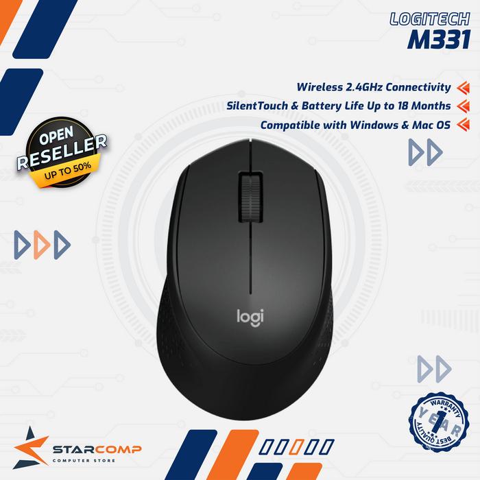 Gambar Logitech M331 Mouse Wireless Silent Click Ergonomis - Hitam dari Starcomp Semarang Kab. Banyumas Tokopedia