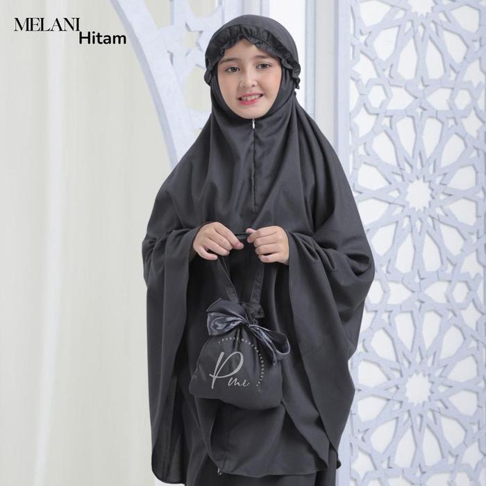 Gambar mukena anak tanggung mukenah bahan katun mikro 2in1 melani warna hitam - M dari BeliBeli Toped undefined Tokopedia