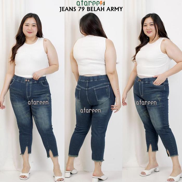 Gambar afareen - celana panjang jeans 79 wanita sobek jumbo jeans 7per9 pinggang karet wisker size 35-43 - Army, 35 dari Susan-Shop44 undefined Tokopedia