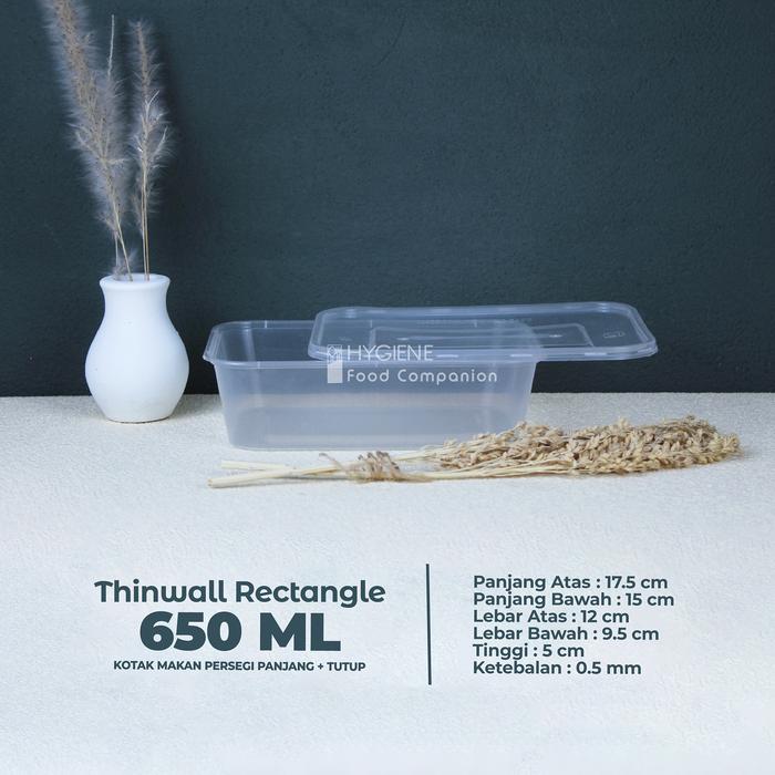 Gambar Thinwall Rectangle / Kotak Makan Plastik All Size 200ml - 1000ml - 650ml dari Hygiene Indonesia undefined Tokopedia
