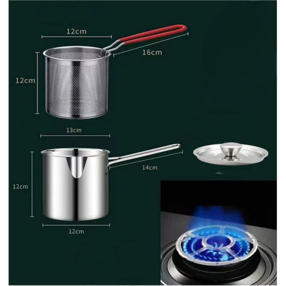Gambar [SBS] Panci Mini Penggorengan Deep Fryer Pot Strainer Stainless Steel Small - 4IN1 dari Supplier beauty tokopedia undefined Tokopedia