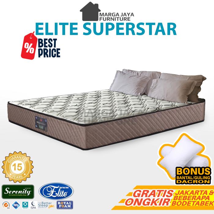 Gambar Kasur Springbed Elite Serenity Superior Superstar 90 120 160 180 200 100% ORIGINAL ORI Spring Bed Matras 120x200 160x200 180x200 cm Single Double Queen King Bed - Superstar, 120x200 +BONUS dari Trio Jaya Furniture undefined Tokopedia