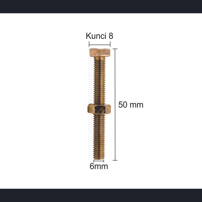 Gambar Baut mur kuning / Baut Kuning M6 M8 M10 / Baut Hexagon aneka ukuran - 6 X 50 dari cahaya home galery undefined Tokopedia