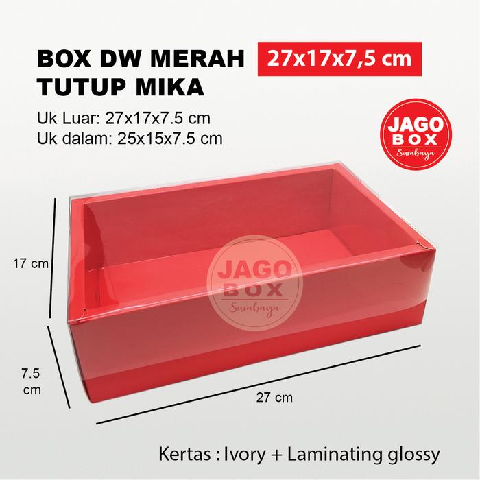 Gambar BOX DW KUE KERING SOUVENIR IVORY MERAH + TUTUP MIKA 27x17x7.5 cm - Polos dari Jago Box Surabaya undefined Tokopedia