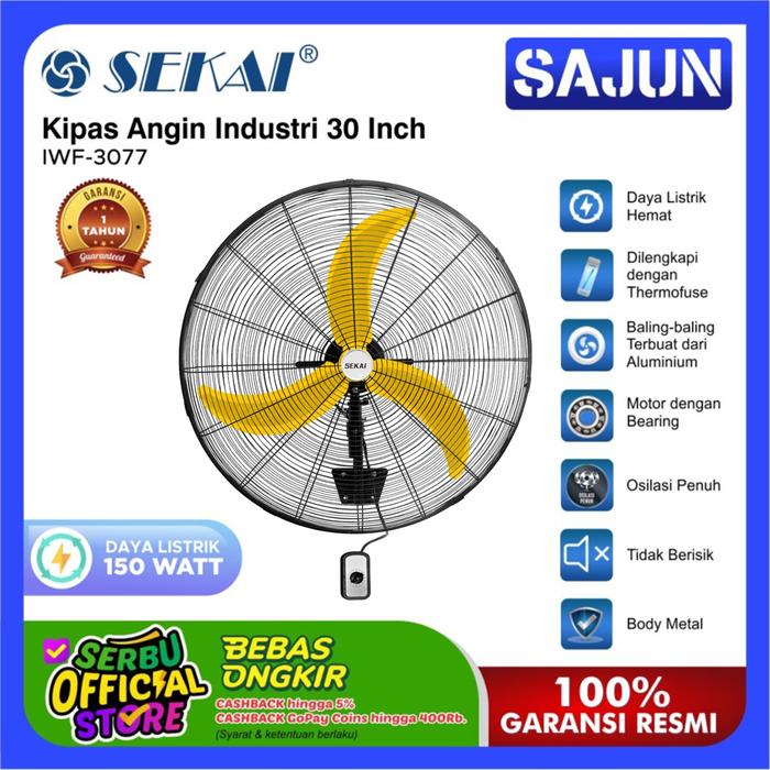 Gambar Sekai Kipas Angin Dinding Industri 30 Inch IWF 3077 / IWF3077 - IWF3025 dari Sajun Electronic undefined 5 Tokopedia