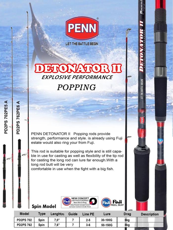 Jual PENN Spinning Fishing Rod DETONATOR II Popping 210cm-228cm