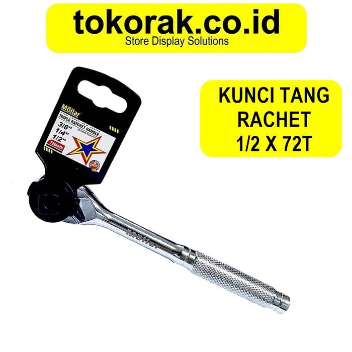 Gambar GAGANG KUNCI SOK RACHET 3 IN 1 72 T 1/4" - 3/8" - 1/2" MOLLAR TRIPLE RATCHET TANG SOCK KUNCI STANG SHOCK 1/2 INCH dari TOKORAK.ID undefined Tokopedia
