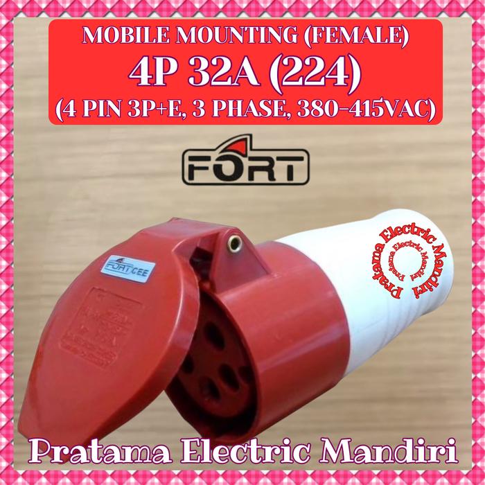 Jual FORT IP44 CEE INDUSTRIAL SOCKET MOBILE MOUNTING PLUG SOCKET 3P+E 4 ...