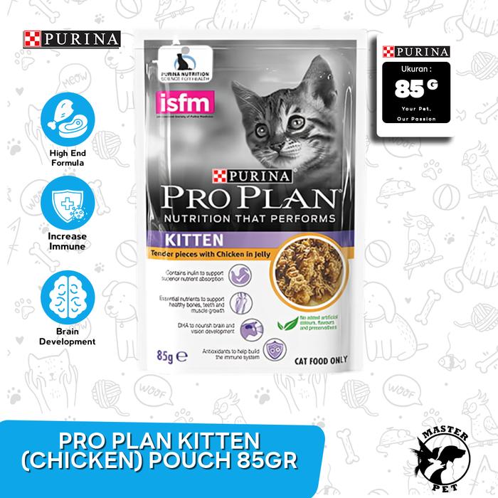 Gambar Makanan Kucing Basah Pro Plan Wet 85gr Cat Food ProPlan Pouch Sachet - Kitten chicken dari Master petstore undefined Tokopedia