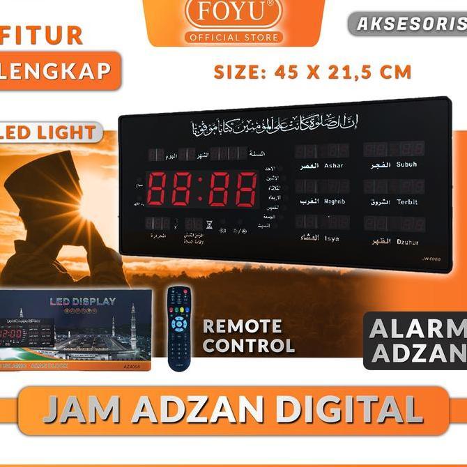 Gambar [TN] Jam Digital LED Display Dinding Otomatis Jadwal Sholat 5 Waktu Suara Adzan Mushola Masjid - Black dari Prabotan Toni undefined Tokopedia