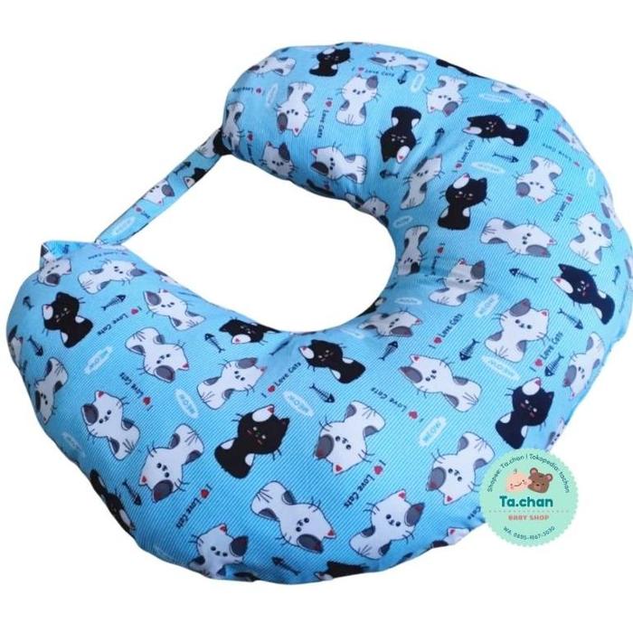 Gambar TERMURAH!! Bantal Menyusui Asi Nursing Pillow / Sofa Bayi / Bantal Busui / Bantal Bayi / kado lahiran bansui - Meow Biru dari KAMPILL undefined Tokopedia