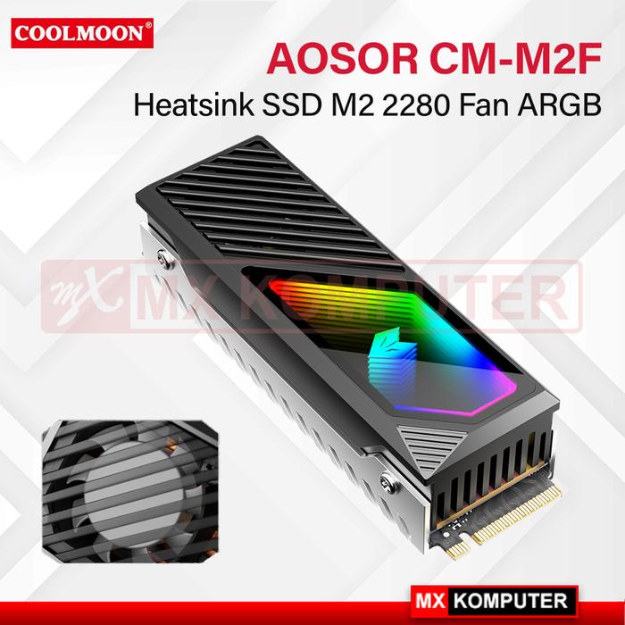Gambar COOLMOON AOSOR CM-M2F Heatsink SSD M2 SATA NVME 2280 FAN ARGB - Hitam dari MXKomputer_NEW undefined Tokopedia